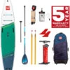 Red Paddle Co. Red Paddle Co 13'2 Voyager Plus MSL Inflatable SUP + Hybrid Tough Paddle White-Green-Dark Blue